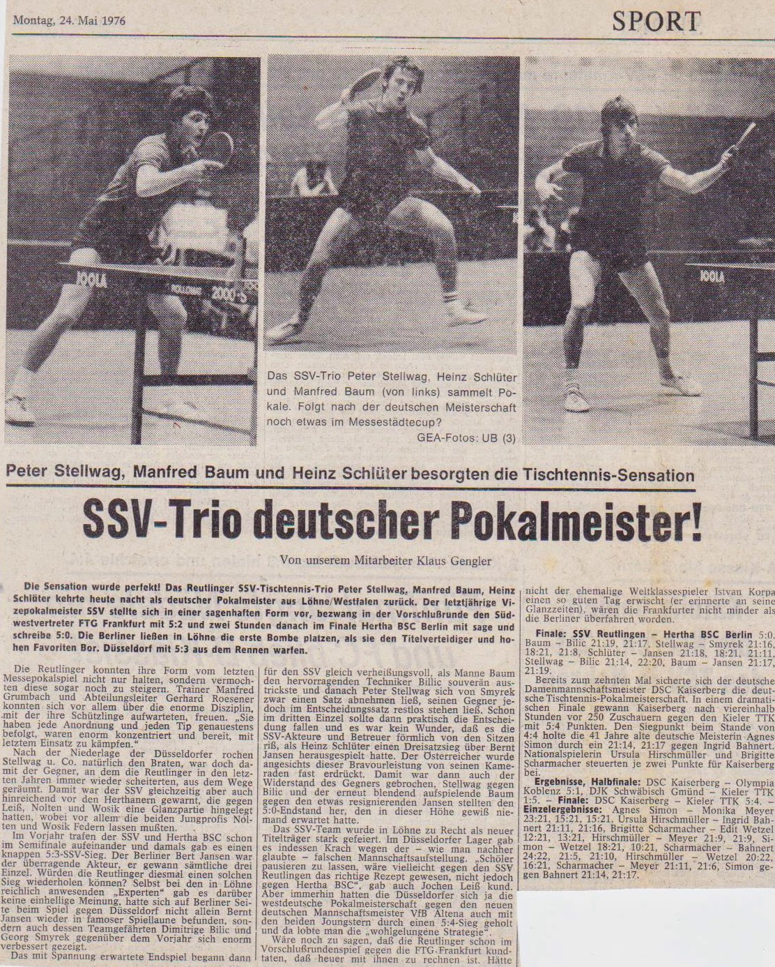 1975 / 1976 SSV Tischtennis